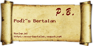 Poós Bertalan névjegykártya